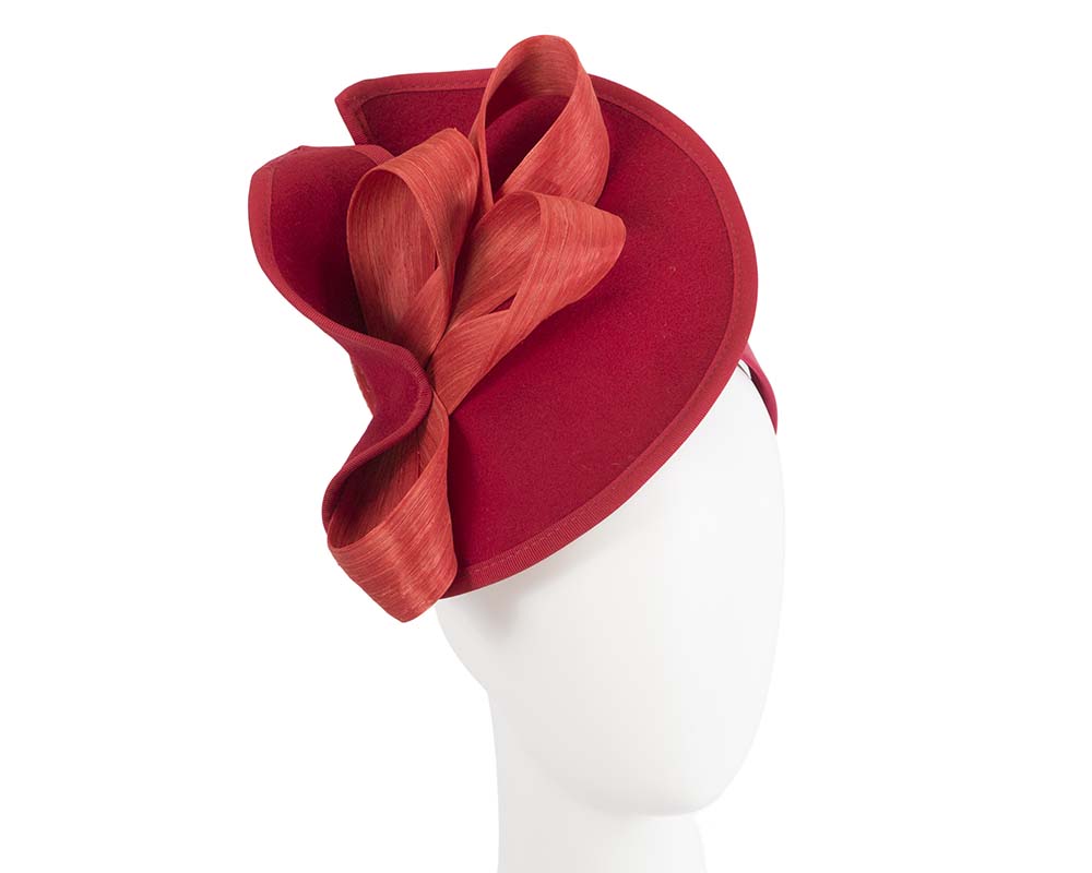 Twisted red & orange felt fascinator by Fillies Collection-0
